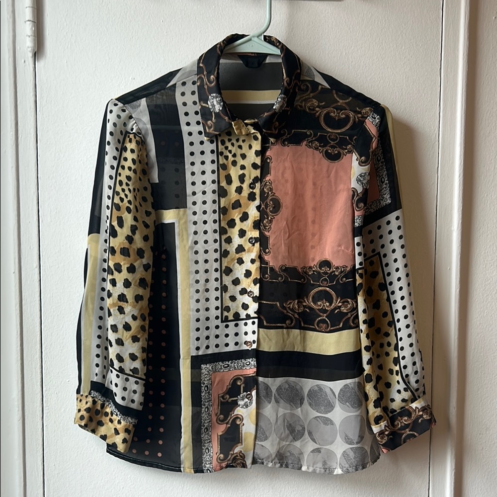 Topshop Multicolor Patterned Button-Up Shirt